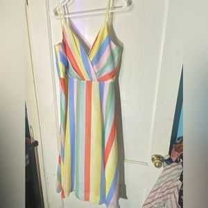 Skinny Strap Multi color Stripe  dress